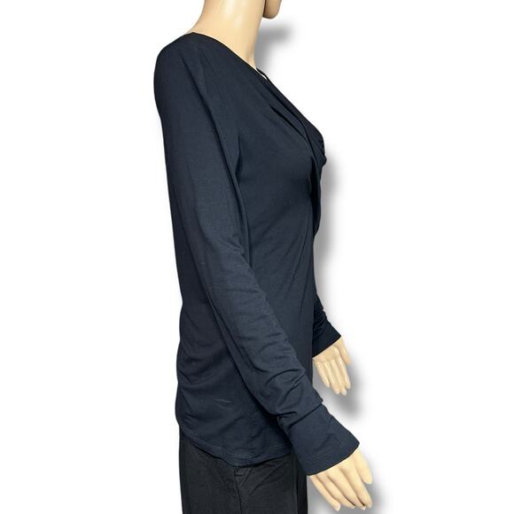 CAbi Womens Blouse Shirt Top Draped V Neck Twisted Bodice Long Sleeve Black Med - Picture 6 of 9